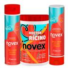 Kit Novex Ricino Doctor Fortificante Creme Tratamento 1kg Shampoo 300ml Condicionador 300ml