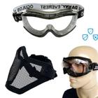 Kit Oculos Protecao Paintball Anti Risco Anti Embaçante Balistico UV Ca Mascara Meia Face Telada