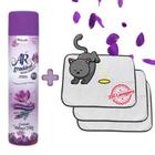 Kit Odorizador Pet de Ambientes Spray Tipo Bom Ar 400ml + 3 Tapetes Higiênicos Pet 70x50