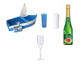 Kit Oferenda Iemanja Completo Barco 60cm+ Velas+ Cidra+ Taça