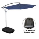 Kit Ombrelone Bora Bora Guarda Sol 3 Metros Azul Com Base Plástica 55L - Mor