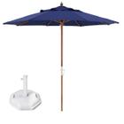 Kit Ombrelone Madeira 3m Poliéster Sombreiro Treviso Jardim Piscina Azul Base Octagonal 30Kg - Belfix