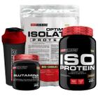 Kit Optimum Isolate Whey Protein 900g + Iso Protein 900g Baunilha + Glutamina 300g + Coqueteleira - Bodybuilders