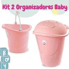 Kit organização infantil Organizador 3L Cesto 41L Balde 8L Baby Menina