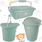 Kit organização infantil Organizador 3L Cesto 41L Balde 8L Baby Menino Verde