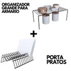 Kit Organizador De Armário Prateleira Cozinha Grande E Porta Pratos - DiCarlo