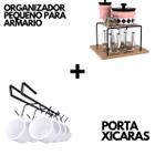 Kit Organizador De Armário Prateleira Cozinha Pequeno E Suporte De Xícaras