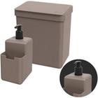 Kit Organizador De Cozinha Coza Com 1 Lixeira 2,5L e 1 Dispenser Porta Detergente 500ml e Esponja