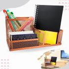 Kit organizador de escritorio rose gold, lixeiras aramada, porta caneta treco, bandeja porta papel, organizador de mesa