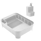 Kit Organizador de Pia Bancada Cozinha 2pcs Conjunto Escorredor Louças Dosador Porta Detergente