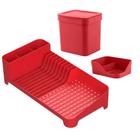 Kit Organizador de Pia Bancada Cozinha 3pcs Conjunto Escorredor Louças Porta Detergente Lixeira Ou