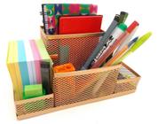 Kit Organizador Dourado Com 4 Partes Para Escritório - Markys Store