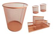 Kit Organizador, Porta Caneta E Lixeira Rose Gold Escritório - Markys Store