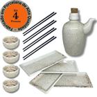 Kit Oriental Para 4 Pessoas Comida Japonesa Creme Mesclado 9 peças Molheira 60mL - Prattos