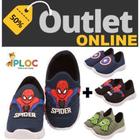 Kit outlet 2 pares tênis personagens p07 marinho spider + personagem adicional a escolher