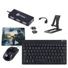 Kit p/ Tablet, Smartphone Hub Teclado Mouse com fio Suporte p/ Trabalho estudo