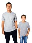 Kit Pai e Eu 02 Peças- Camiseta Masculina Lisa Básica Cinza e Camiseta Juvenil Lisa Básica Cinza