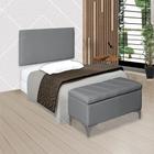 Kit Painel Cabeceira + Bau Iza Para Cama Solteiro Box Quarto Moderno 90 cm Nanda Decor