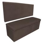 Kit Painel Cabeceira de Cama Box Queen Com Recamier Ayumi 160 CM Suede Marrom - Móveis Mafer