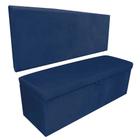 Kit Painel Cabeceira de Cama Box Solteiro Com Recamier Ayumi 90 CM material sintético Azul Marinho - Móveis Mafer