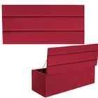 Kit Painel Cabeceira Estofada e Calçadeira Baú Recamier Argent 160cm Queen Size Suede Vermelho - Ahazzo Móveis