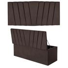 Kit Painel Cabeceira Estofada e Calçadeira Baú Recamier Bélgica 195cm King Size Suede Marrom - Ahazzo Móveis