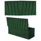 Kit Painel Cabeceira Estofada e Calçadeira Baú Recamier Bélgica 195cm King Size Suede Verde Musgo - Ahz Móveis