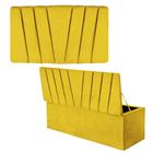 Kit Painel Cabeceira Estofada e Calçadeira Baú Recamier Bélgica 90cm Solteiro Suede Amarelo - Ahz Móveis