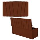 Kit Painel Cabeceira Estofada e Calçadeira Baú Recamier Bélgica 90cm Solteiro Suede Terracota - Ahazzo Móveis