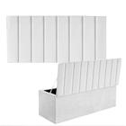 Kit Painel Cabeceira Estofada e Calçadeira Baú Recamier Carla 100cm Solteiro material sintético Branco - Ahazzo Móveis