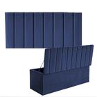 Kit Painel Cabeceira Estofada e Calçadeira Baú Recamier Carla 140cm Casal Padrão Suede Azul Marinho - Ahazzo Móveis