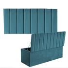 Kit Painel Cabeceira Estofada e Calçadeira Baú Recamier Carla 160cm Queen Size Suede Azul Turquesa - Ahz Móveis
