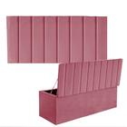 Kit Painel Cabeceira Estofada e Calçadeira Baú Recamier Carla 90cm Solteiro Suede Rosa Bebê - Ahz Móveis