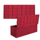 Kit Painel Cabeceira Estofada e Calçadeira Baú Recamier Clara 195cm King Size Sintético Vermelho - Ahazzo Móveis