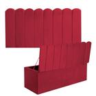 Kit Painel Cabeceira Estofada e Calçadeira Baú Recamier Dallas 100cm Solteiro Sintético Vermelho - Ahazzo Móveis