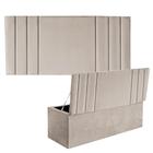 Kit Painel Cabeceira Estofada e Calçadeira Baú Recamier Grécia 140cm Casal Padrão Suede Bege - Ahazzo Móveis