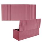 Kit Painel Cabeceira Estofada e Calçadeira Baú Recamier Grécia 140cm Casal Padrão Suede Rosa Bebê - Ahz Móveis - AHAZZO MÓVEIS