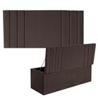 Kit Painel Cabeceira Estofada e Calçadeira Baú Recamier Grécia 160cm Queen Size Suede Marrom - Ahazzo Móveis