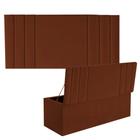 Kit Painel Cabeceira Estofada e Calçadeira Baú Recamier Grécia 160cm Queen Size Suede Terracota - Ahz Móveis