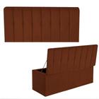 Kit Painel Cabeceira Estofada e Calçadeira Baú Recamier Kiara 160cm Queen Size Suede Terracota - Ahazzo Móveis