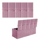 Kit Painel Cabeceira Estofada e Calçadeira Baú Recamier Turquia 90cm Solteiro Suede Rosa Bebê - Ahz Móveis