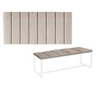 Kit Painel Carla e Calçadeira Industrial 160cm Queen Size Box Ferro Branco material sintético Bege - Ahz Móveis