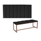 Kit Painel Carla e Calçadeira Industrial 160cm Queen Size Box Ferro Bronze material sintético Preto - Ahz Móveis - AHAZZO MÓVEIS