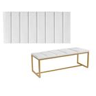 Kit Painel Carla e Calçadeira Industrial 160cm Queen Size Box Ferro Dourado Suede Branco - Ahz Móveis