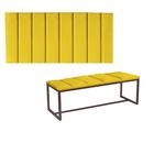 Kit Painel Carla e Recamier Industrial 100cm Solteiro Box Ferro Marrom Suede Amarelo - Ahz Móveis