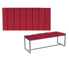 Kit Painel Carla e Recamier Industrial 160cm Queen Size Box Ferro Prata Suede Vermelho - Ahz Móveis - AHAZZO MÓVEIS