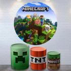 Kit Painel de Festa Redondo Trio Cilindro - Minecraft