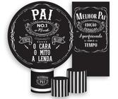 Kit Painel De Festa + Trio Capa Cilindro + Faixa Veste Fácil - Dia Dos Pais Preto 020