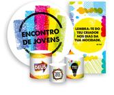 Kit Painel De Festa + Trio Capa Cilindro + Faixa Veste Fácil - Encontro de Jovens Cristãos Pop 002