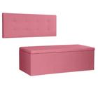 Kit Painel e Calçadeira Baú King 1,95m Berlim Suede Rosa - Pallazio